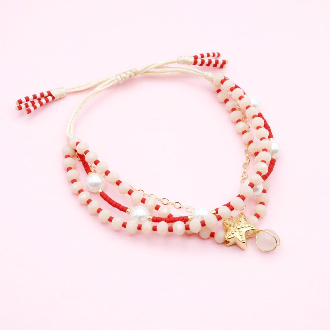 Pulsera Triple Rosada con Estrella