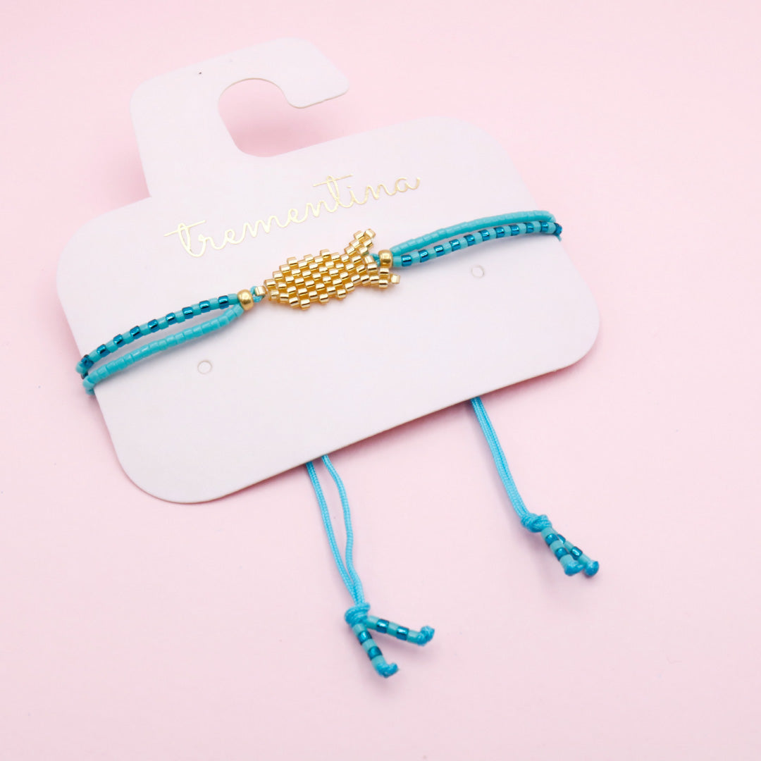 Pulsera Mostacilla Aura Marina Turquesa