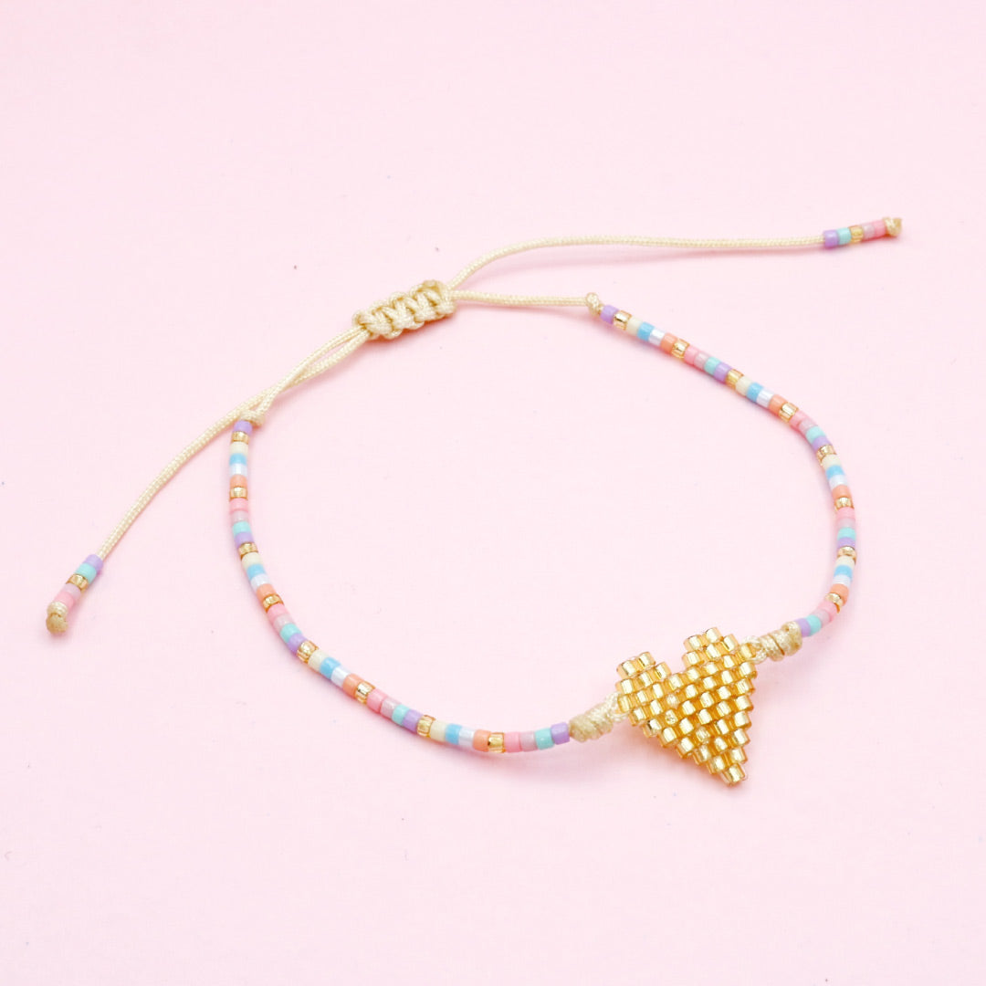 Pulsera Sencilla Mostacilla Latido Dorado