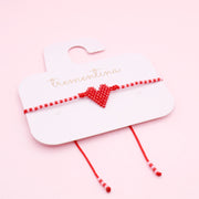 Pulsera Sencilla Mostacilla Corazón Rojo
