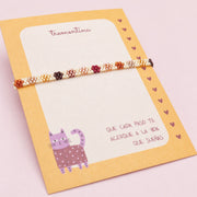Pulsera Tejida Delgada Flores Tonos Tierra