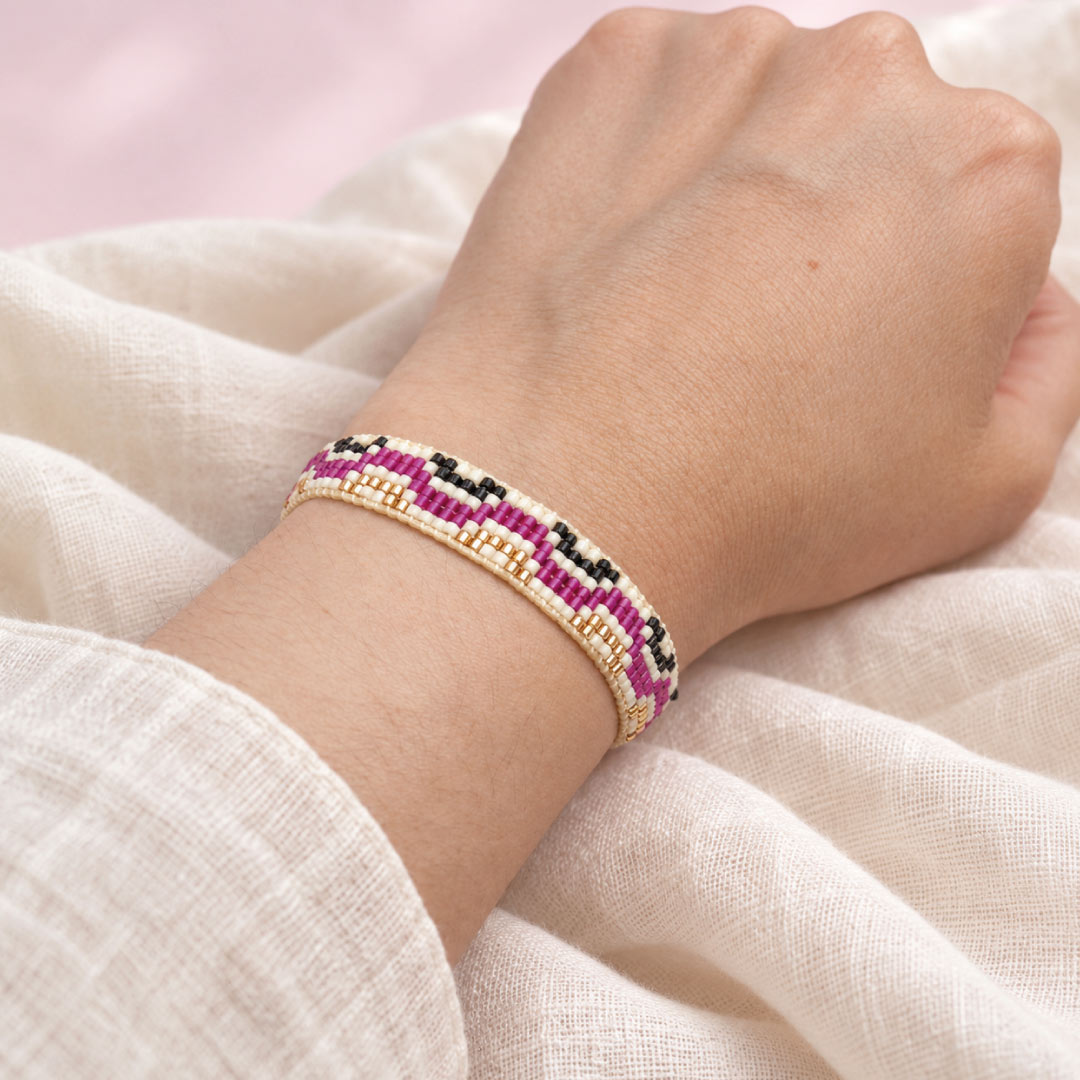 Pulsera Miyuki Geométrica Fucsia