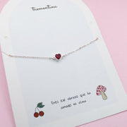 Pulsera Corazón Rojo en Plata