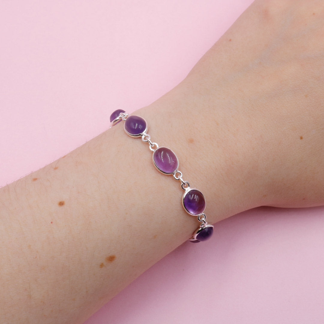 Pulsera de Plata Con Amatista