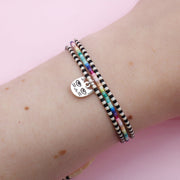 Pulsera Triple Mostacilla Negras Gatico Mago