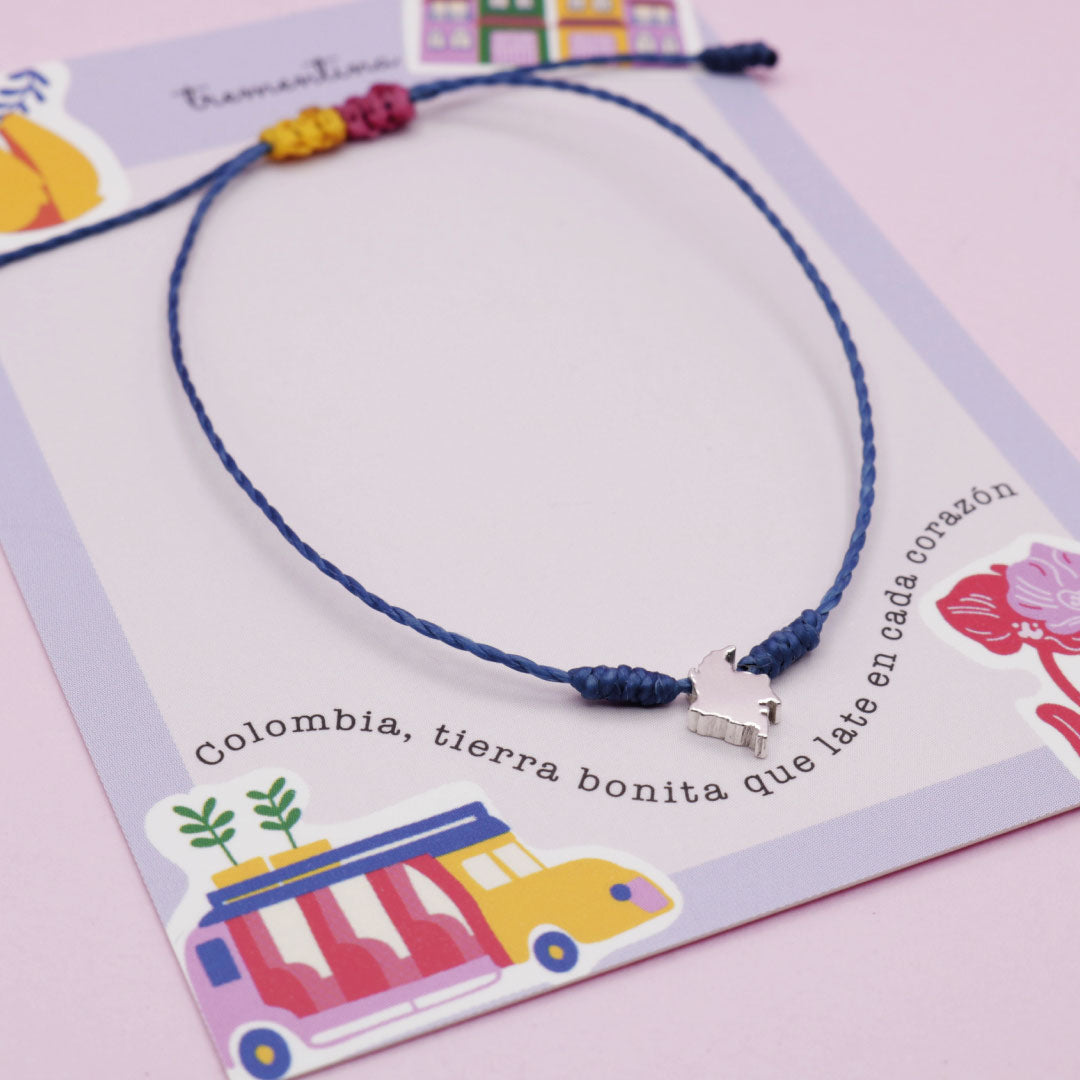 Pulsera Hombre Mapa de Colombia en Plata