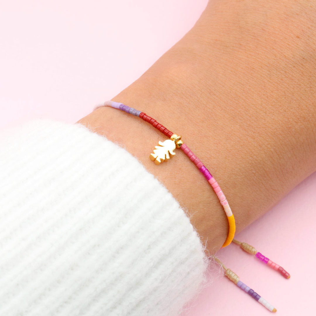 Pulsera Mostacilla Niña Dorada Colores