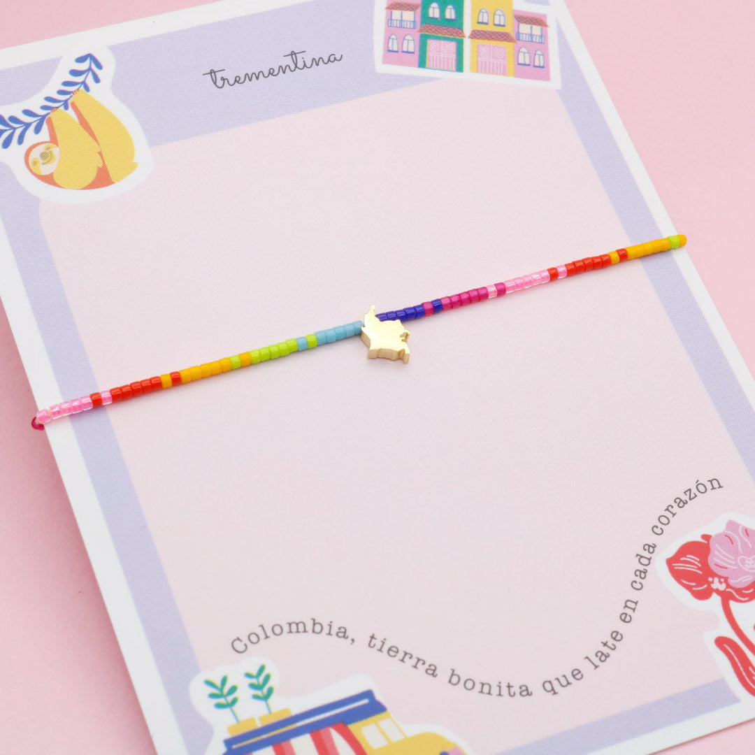Pulsera Mapa de Colombia Multicolor