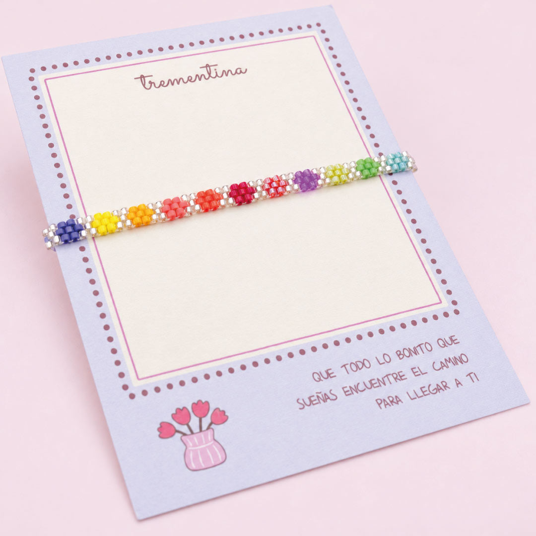 Pulsera Delgada Flores Miyuki Multicolor