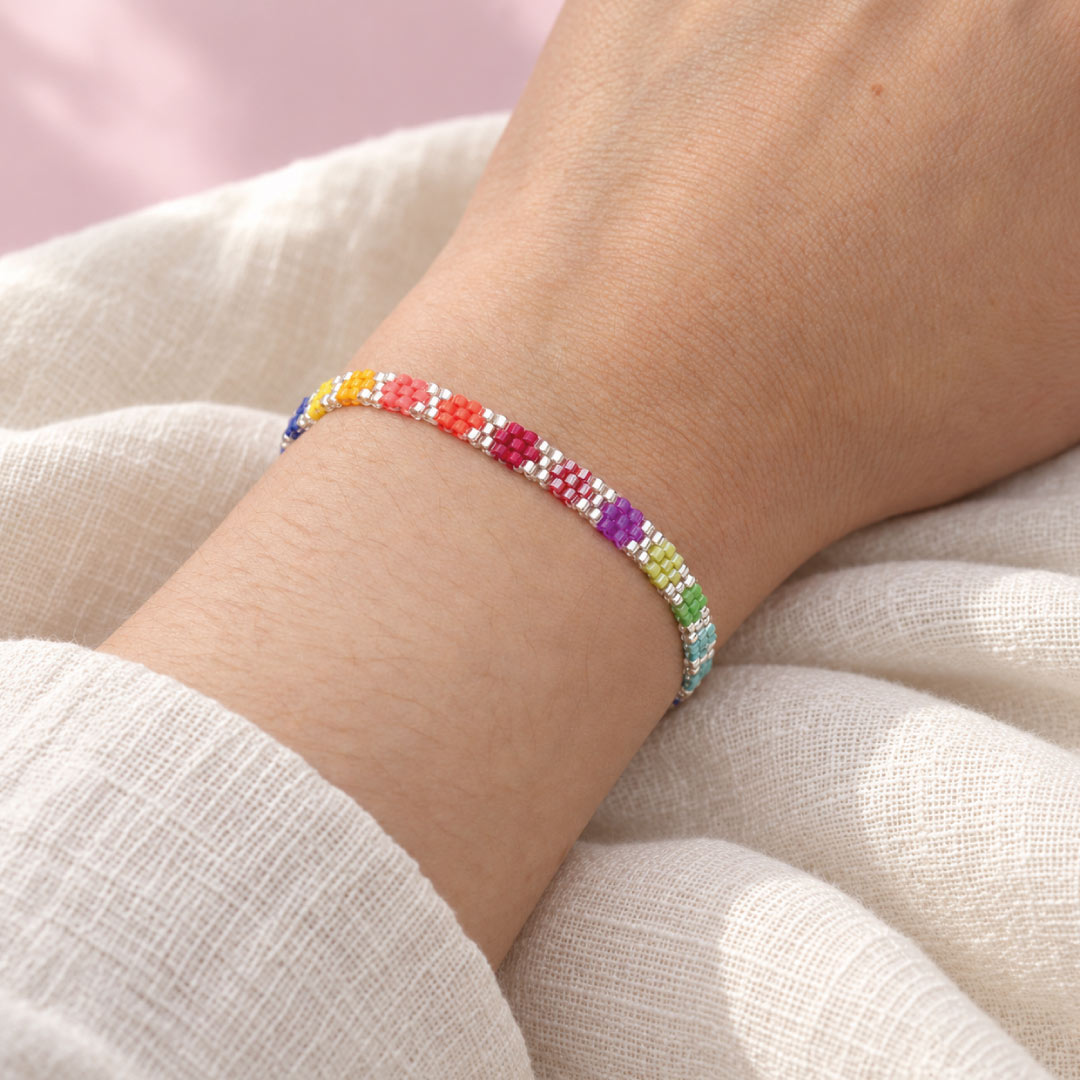 Pulsera Delgada Flores Miyuki Multicolor