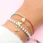Pulsera  Triple Corazón, Luna y Piedra Natural