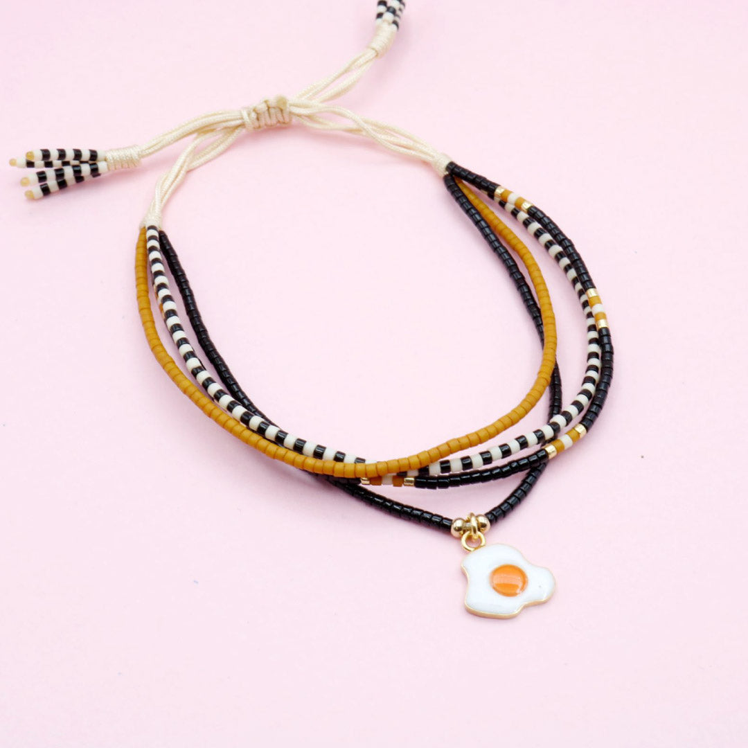 Pulsera Triple Mostacilla Huevo