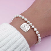 Pulsera Medalla Virgen con Perla de Plata