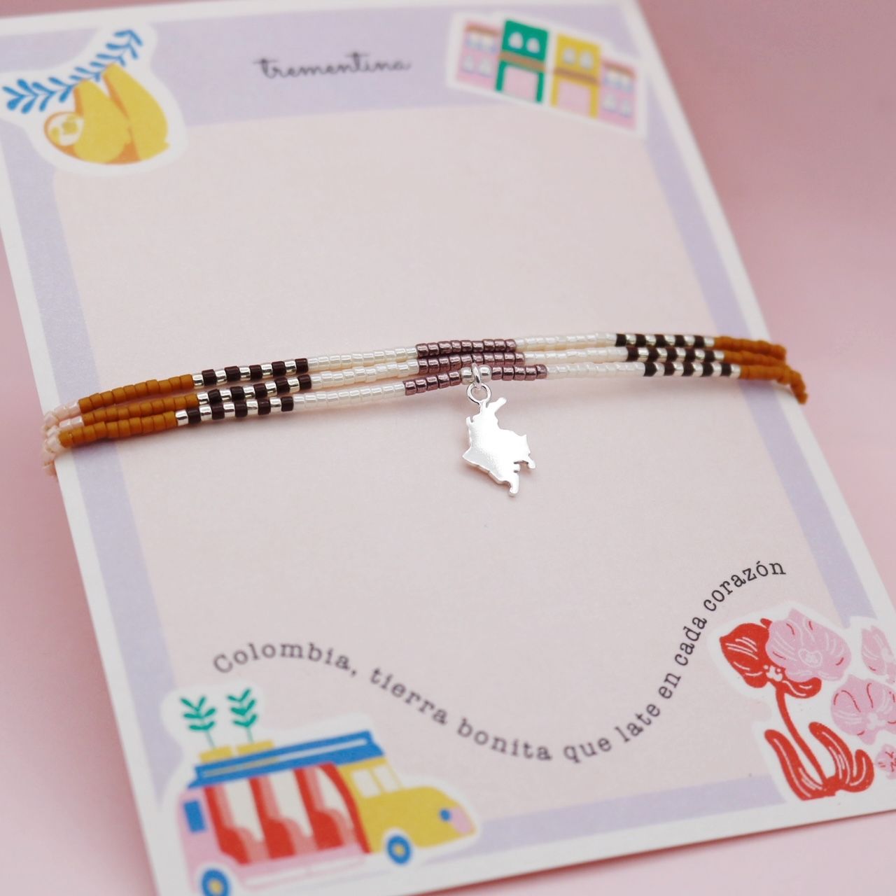 Pulsera Mostacilla Triple Colombianita