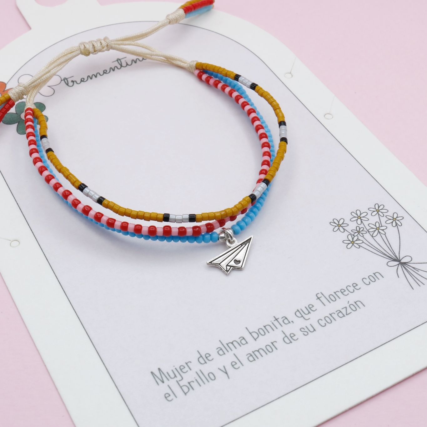 Pulsera Tripe Dije de Plata Avioncito en Origami