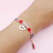 Pulsera Tripe Dije de Plata Corazón en Origami