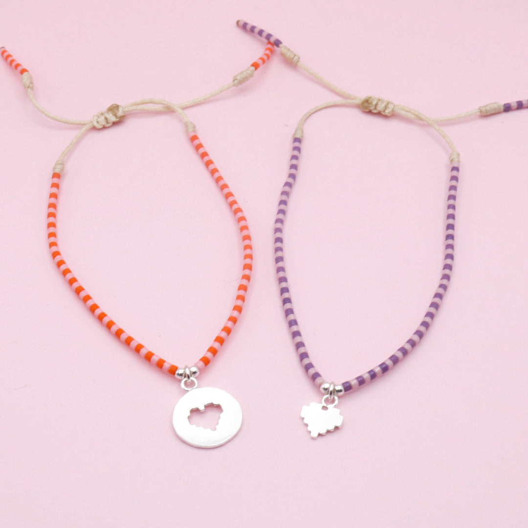Pulseras Pareja Hermanas Corazón en Pixeles