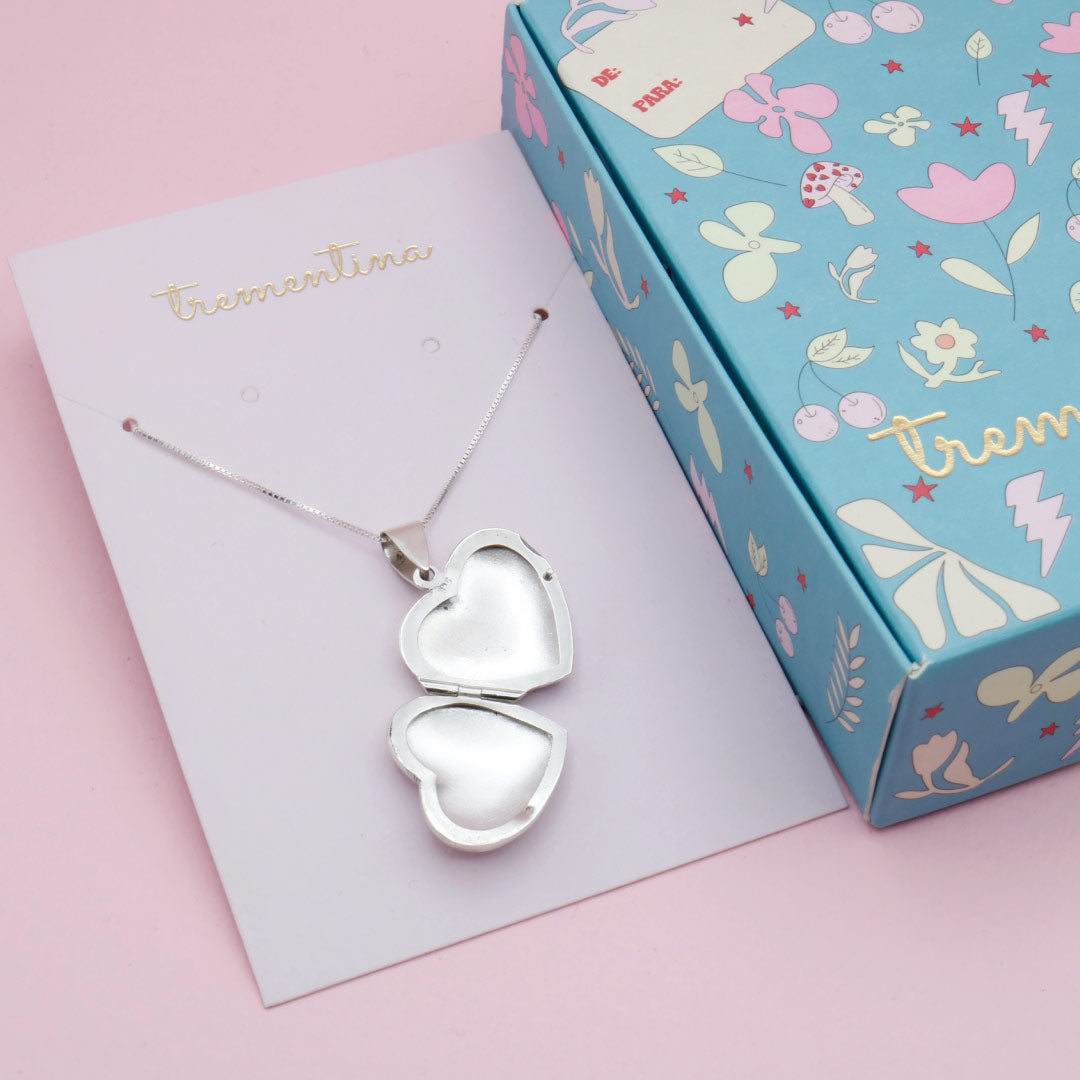 Relicario Corazón en Plata Liso Grande