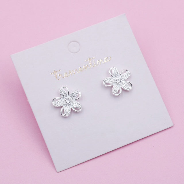 Topos de Plata Flor Circones Transparentes