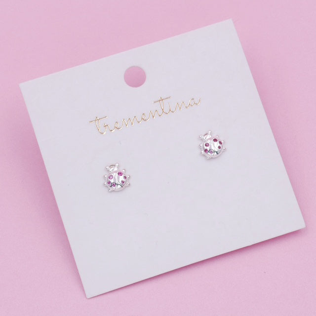 Topos de Plata Mariquita Brillos Rosados