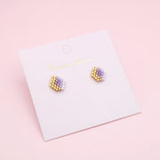 Topos Tejidos Rombo Lila Dorado