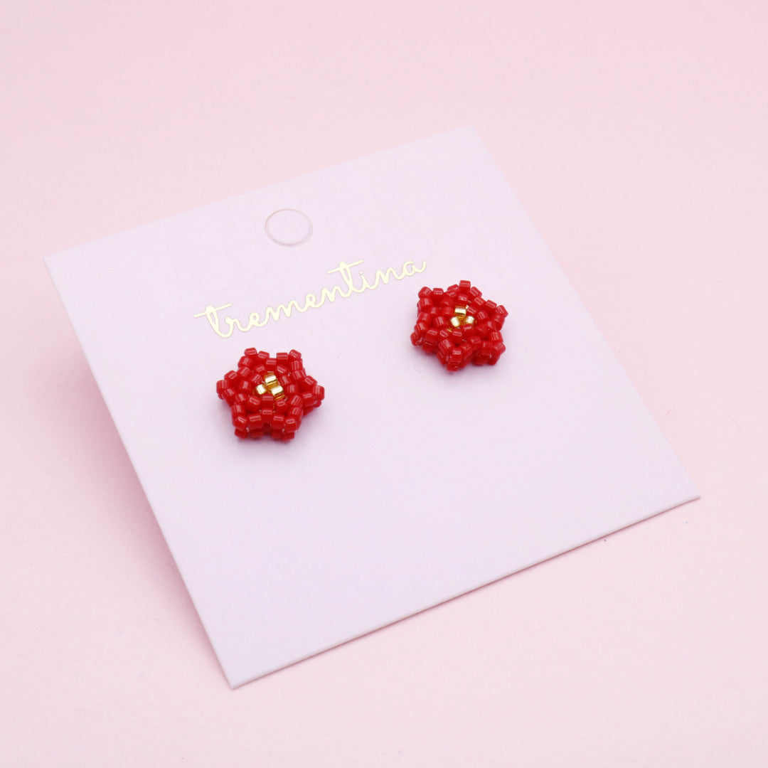 Topos Tejidos Flor Mini Roja