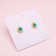 Topos Tejidos Rombo Turquesa Dorado