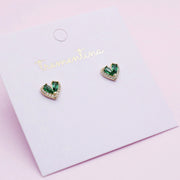 Aretes Dorados Corazón Verde