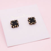 Topos Tejidos en Mostacilla Miyuki Negro y Dorado