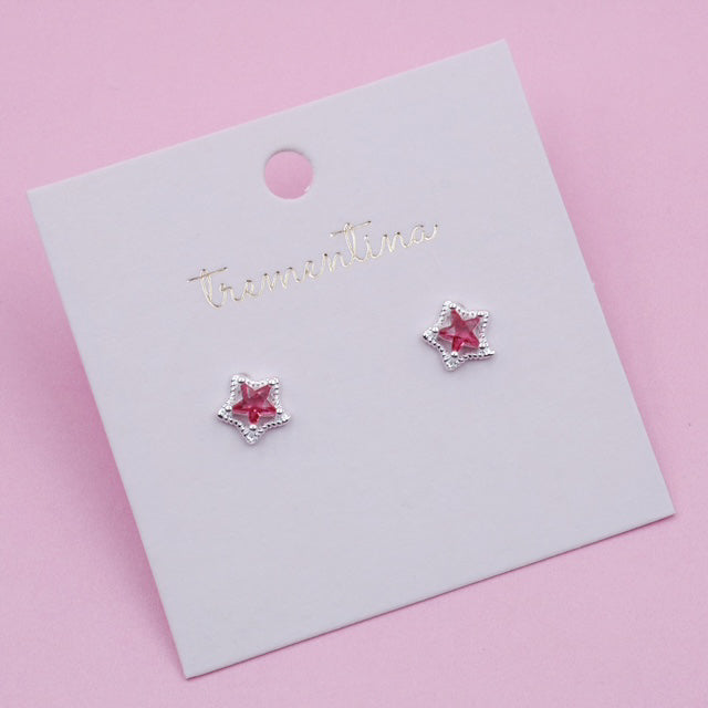 Topos de Plata Estrella con Circón Rojo