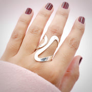 Anillo Curvas De Plata