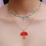 Collar Doble Dorado Hongo Viajero