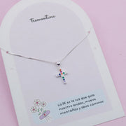 Collar de Plata Cruz Arcoíris Pequeña