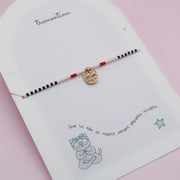 Pulsera Sencilla Mostacilla Gatico Mago Dorado