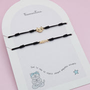 Set de Pulseras Gatico Mago y Pez en Dorado