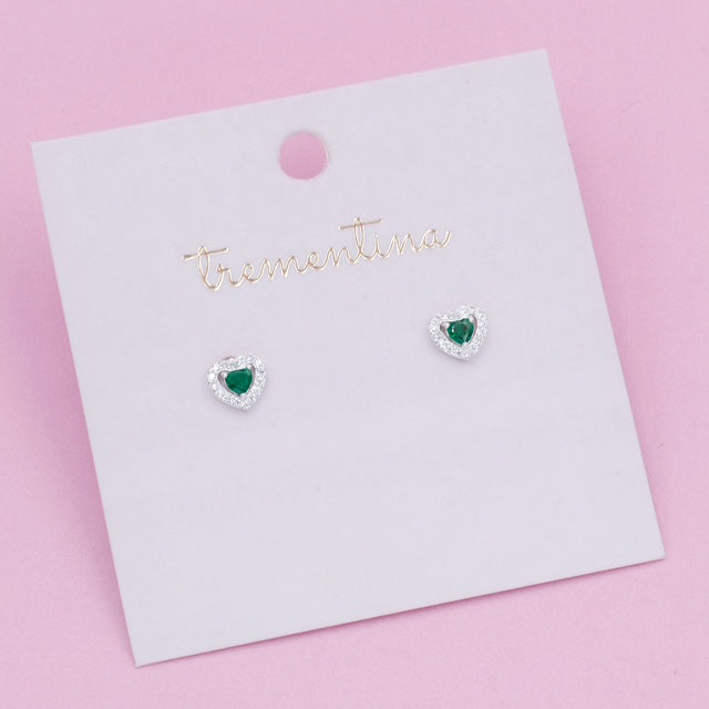 Topos de Plata Corazón con Circón Verde
