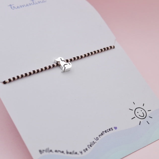 Pulsera Mostacilla Perrito Sentado Plata
