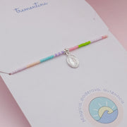 Pulsera Mostacilla Pastel Virgen en Plata