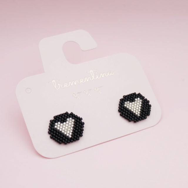 Topos Tejidos Negro Corazón Blanco